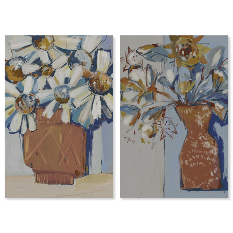 Abstract Flowers Set Set by Oliver Gal, 36" H x 24" W, Gallery Wrapped