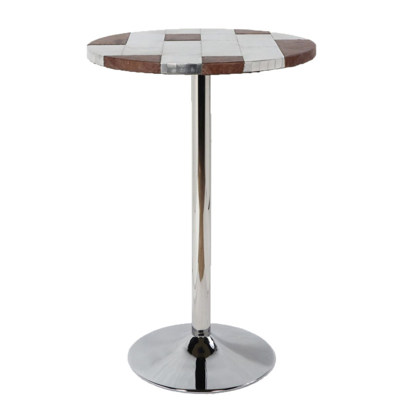 Table de bar à piédestal rétro en aluminium et brun