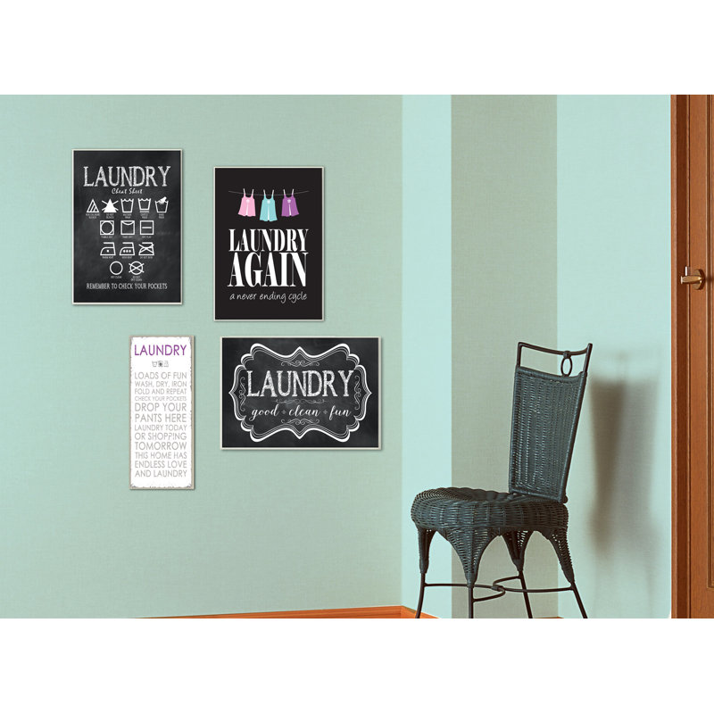 Laundry Laundry with Line - reproduction d'art textuel sur toile, H 15 po x l 10 po x P 0,5 po, Plaque murale