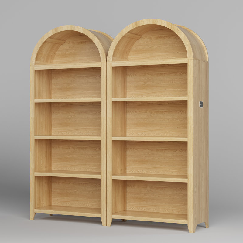 29.5" Wide - 5-shelf Arched Storage Cabinet With Tri-color Sensor Light (set Of 2), Beige
