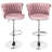 2-Piece Of Pink Bar Chairs: Woven Design Backrest, Adjustable Height, 360 Degree Rotation, Stable Footrest, Circular Metal Base-117306308