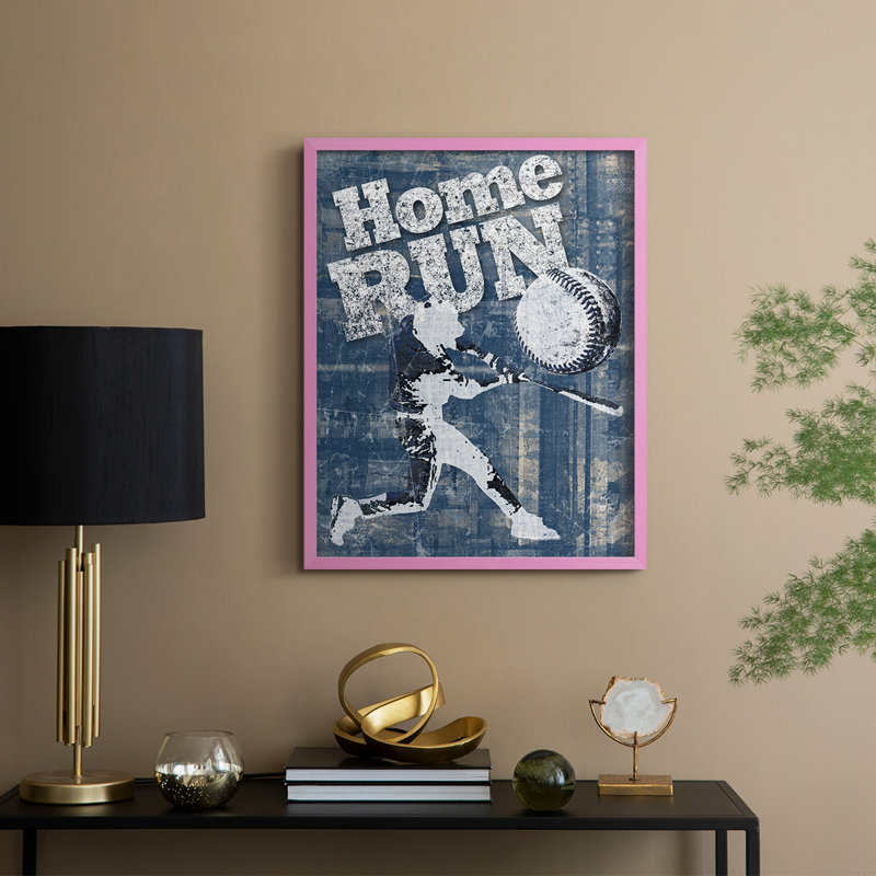 Reproduction encadrée Home Run - bois massif, H 21 po x l 17 po, Rose