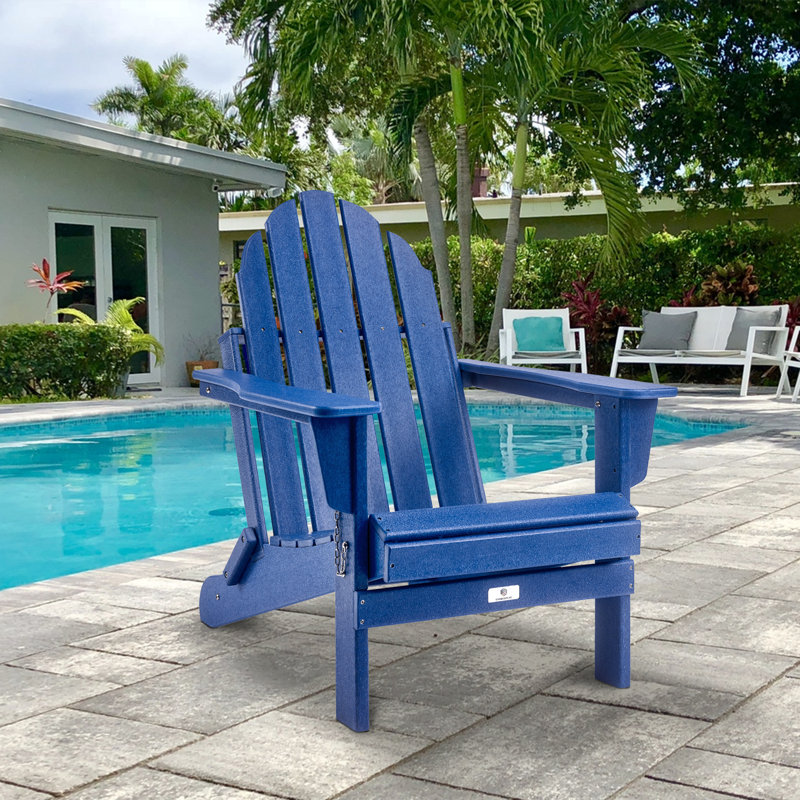 Chaise Adirondack pliante en plastique Aponte, Bleu