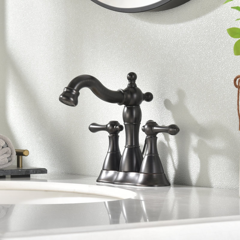 Robinet de lavabo de salle de bain à centre à 2 poignées avec drain Prime Collection - Bronze huilé, Bronze frotté à l'huile