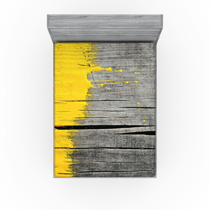 Drap-housse Ambesonne, paquet de 2, Drap-housse grand, Jaune / bois gris / déclin
