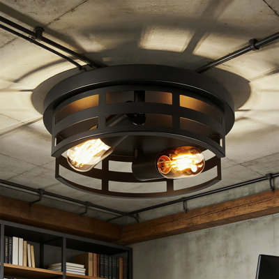 Farmhouse Black Flush Mount Ceiling Light Metal Fixture for Hallway, Hall, Kitchen