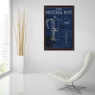 «Coffee Blueprint 2 Indigo» par Marco Fabiano, art mural en verre acrylique