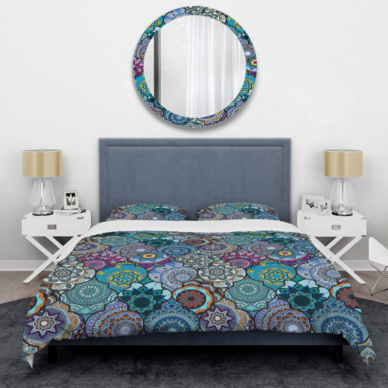 Multicolor Ethnic Patchwork - Abstract Duvet Cover Set - Microfiber Polyester, King Duvet Cover + 2 King Shams