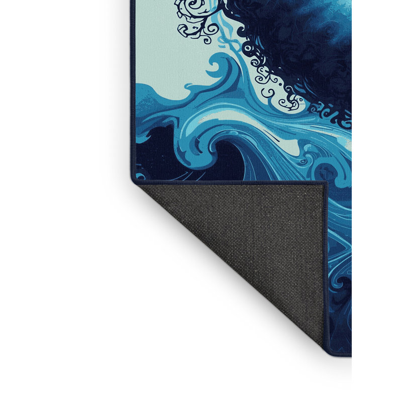 Tapis bleu moelleux et moelleux à motif abstrait Mandelbrot, 4 x 2