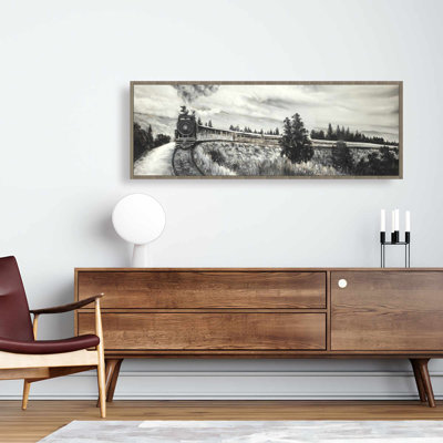 Toile encadrée avec paysages gris | Décoration de train à vapeur