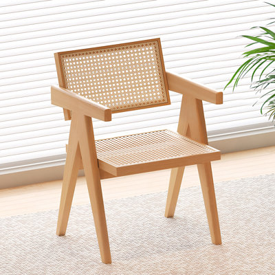 Chaises d'appoint modernes avec accoudoirs, confortables pour le salon et la salle à manger, chaises de style Mid-Century élégantes en bois brun, chambre à coucher idéale, salle de lecture, caoutchouc