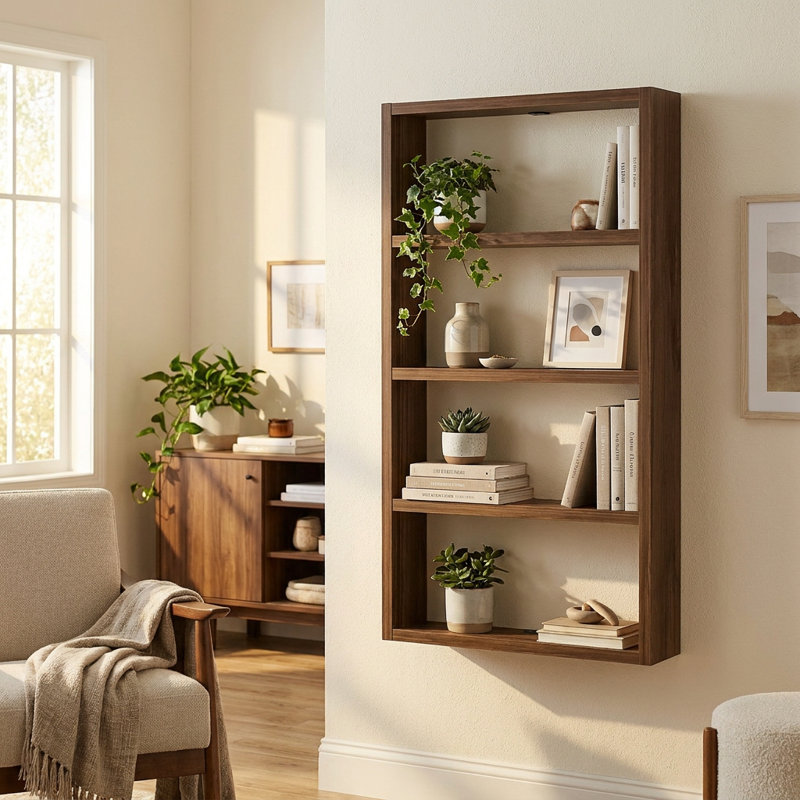 Perez Solid Wood Vertical Wall Shelf