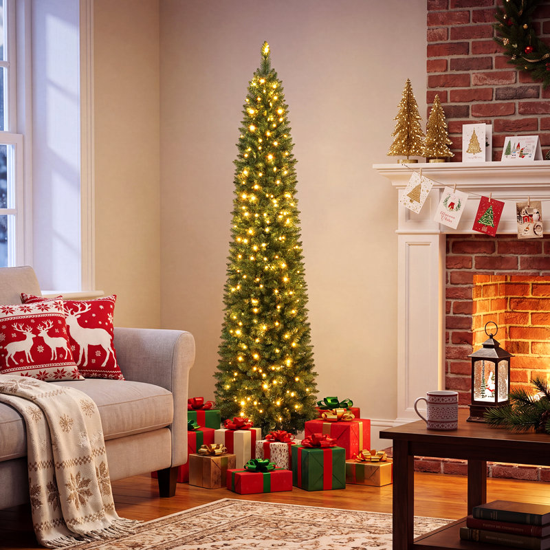 Arbre de Noël artificiel 6 pi avec lumières DEL blanc chaud, 6 pi