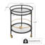 Chariot-bar rond moderne avec tablettes en verre trempé et accents dorés