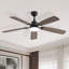 Sofucor 52 Inch Modern Ceiling Fan with 3CCT LED Lights, 5 Blade Ceiling Fan with Remote Control, Bedroom Ceiling Fan & Living Room Fan, Black-1820426885