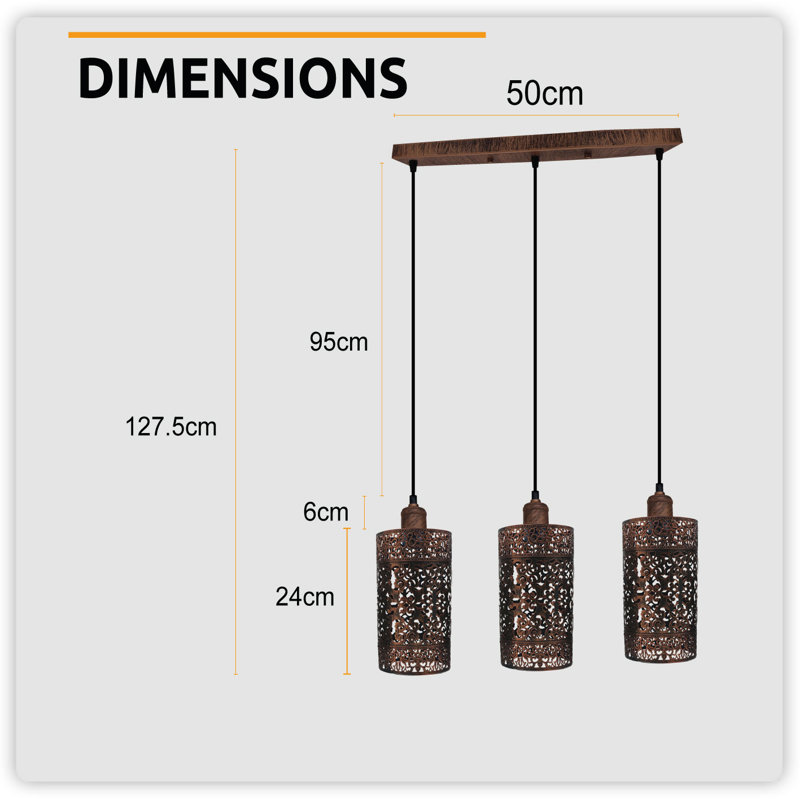 Rebound 3 - Light Kitchen Island Pendant, Rustic Red