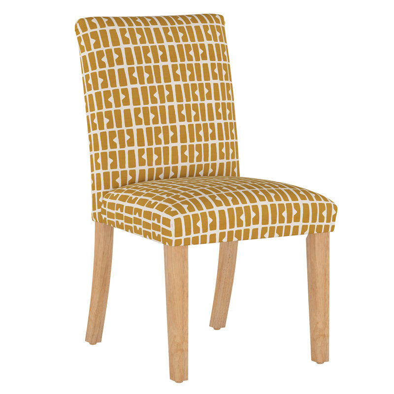Chaise parsons en coton Sylva, Bois foncé naturel, Bloc Bloc moutarde