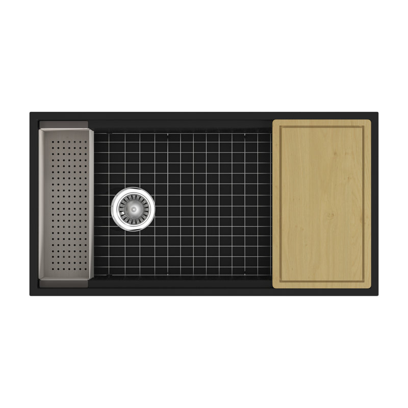 DUCASSE FIRECLAY KITCHEN WORKSTATION, 36",, Matte Black