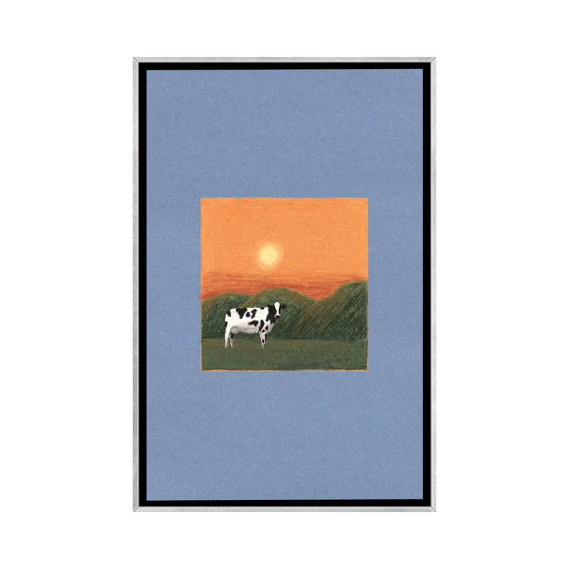 «Lonely Cow», reproduction d'art sur toile encadrée, H 26 po x l 40 po, Impression sur toile flottante sans passe-partout