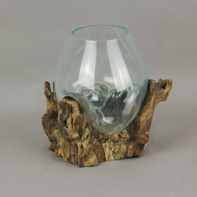 Vase sculpté en verre flotté transparent Coastal