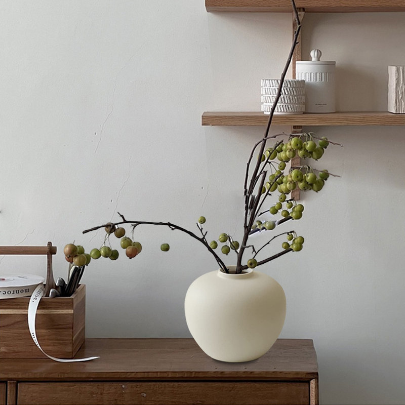 Vase à fleurs, vase à fleurs en céramique, vase de table, Crème, crème