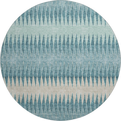 Premium Machine Washable Prisco Teal Rug