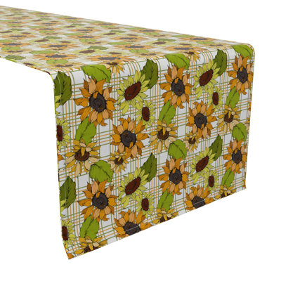 Table Runner, 100% Cotton, 16X72", Sunflower Plaid