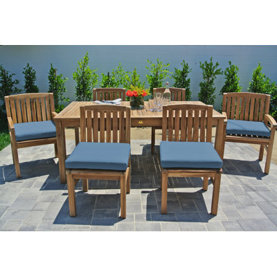 Huntington 7pc Teak Outdoor Dining Set With Sunbrella