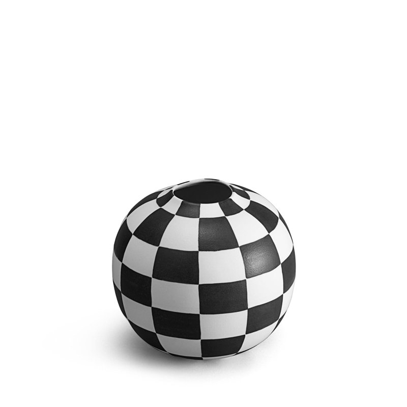 Damier Check Vase, 8" H x 7.5" W x 7.5" D