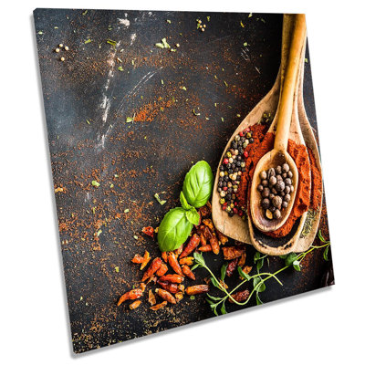 Z6128 Wooden Spoon Spice Kitchen Picture - Wrapped Canvas Print