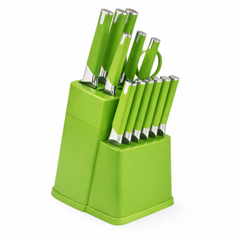 Ensemble de couteaux de cuisine en acier inoxydable 13 pièces Modern, Vert