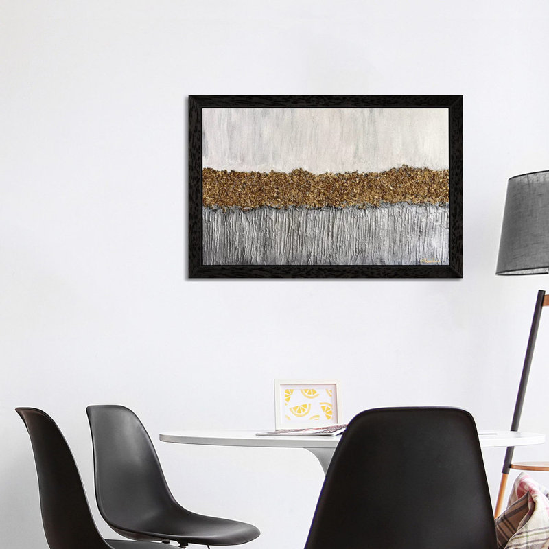 Golden Formation by Nikki Chauhan - Floater Frame Painting on Canvas, Black, 66.04 cm H x 45.72 cm W