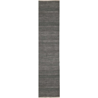 Hand-Knotted High-Quality Green Runner