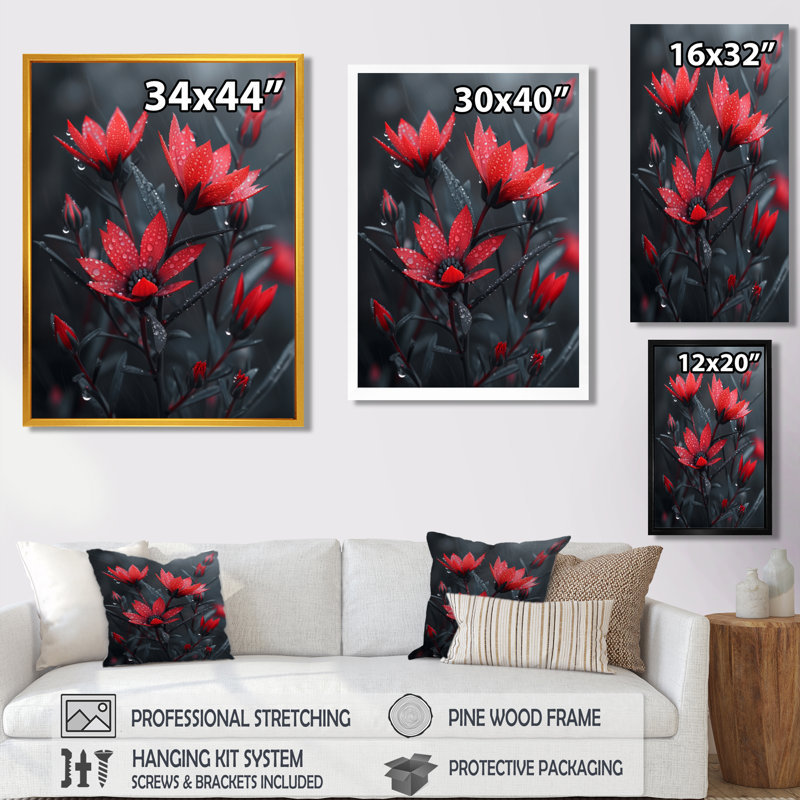 Décoration murale monochromes gouttes de pluie, H 32 po x l 24 po x P 1 po, Toile tendue