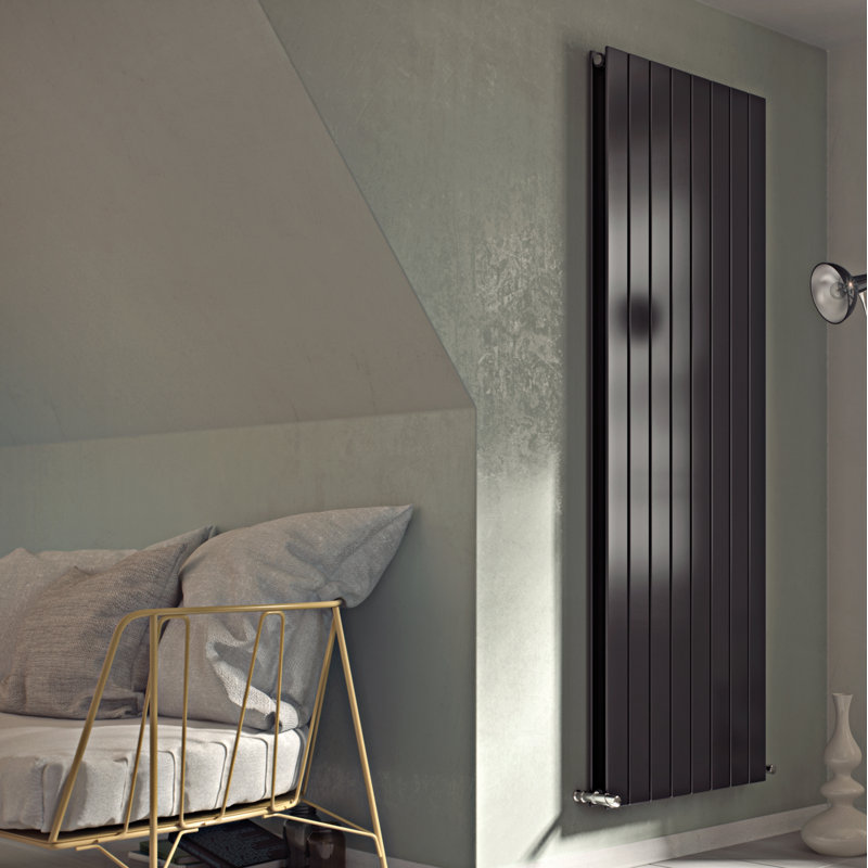 Andrew Vertical Designer Radiator, 120cm H x 59.5cm W x 8.6cm D, Anthracite, 2
