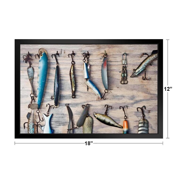 Trolling Spoons Lures Fishing Tackle Display Photo Photograph Black Wood Framed Art Poster 20x14 Latitude Run
