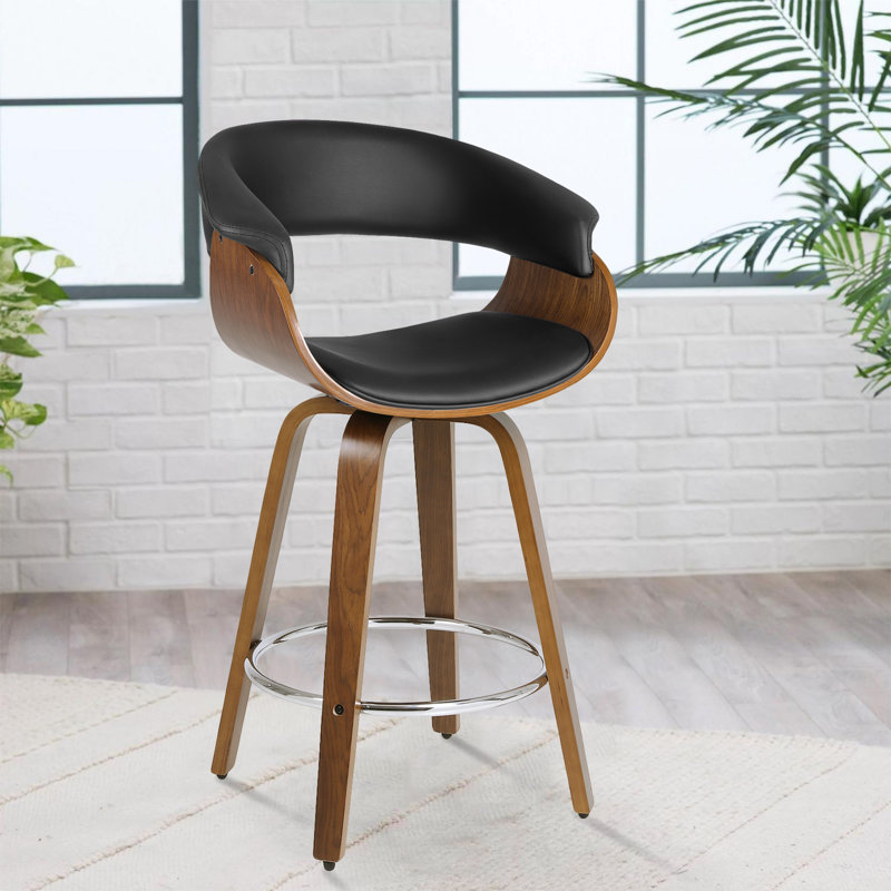 Tabouret de bar et de comptoir pivotant Draymond, Noir, Tabouret de comptoir (siège d'une hauteur de 26 p