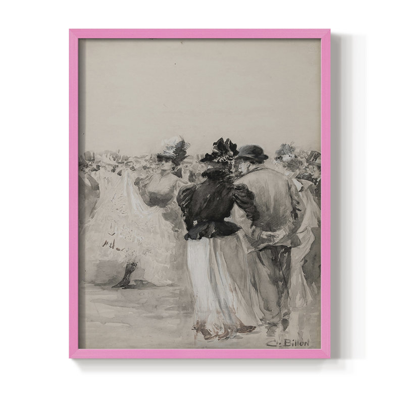 Impression vintage rétro encadrée XX - Bois massif, H 15 po x l 12 po, Rose