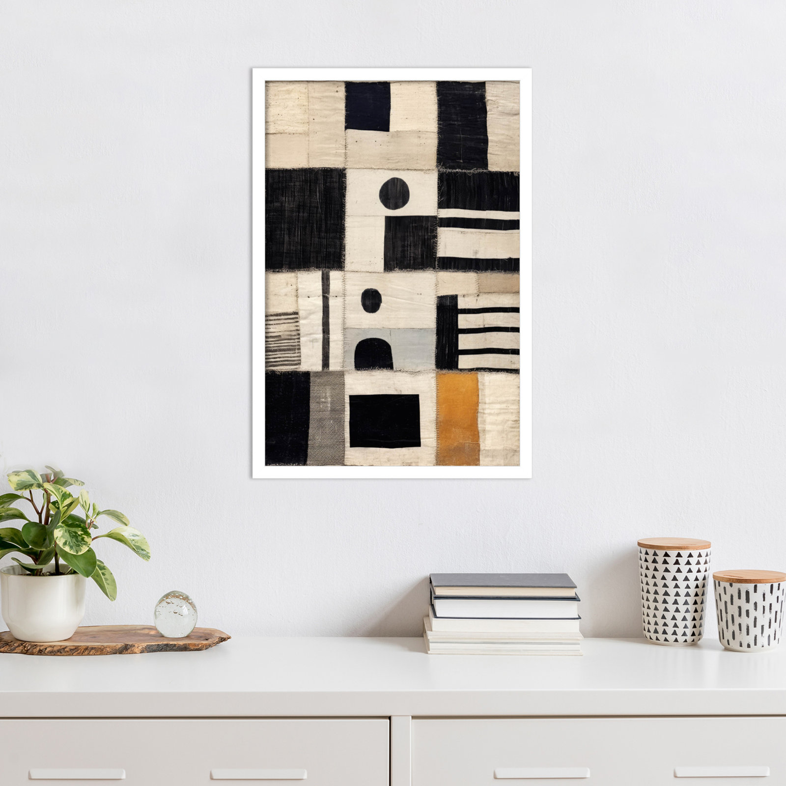 Galya "Sewn Fabric" Print by Treechild, White, 25" H x 17" W