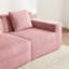 Canapé modulaire à 2 places sans siège, canapé modulaire Cloud avec assise profonde et canapé modulaire moderne à 2 places avec coussins décoratifs Tissu velours côtelé rose