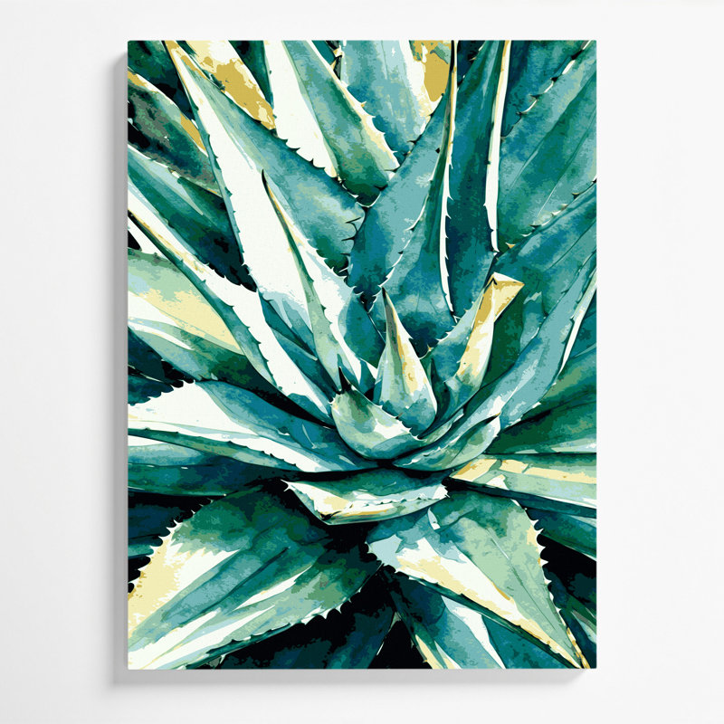 "Watercolor Botanical 56", art mural sur toile verte, H 8 po x l 10 po