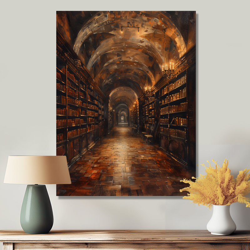 Brun bibliothèque historique, livres et bibliothèque, Cadre flottant noir, 12" H x 20" W