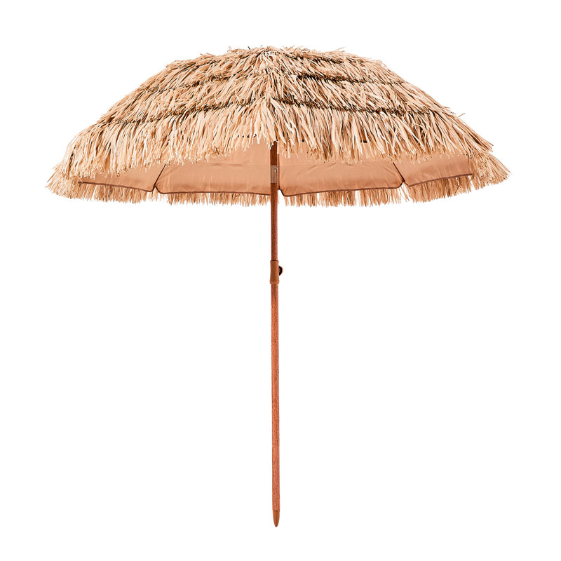Parasol de plage de 6 pi, auvent incliné de 30 pi et nervures en métal, inclinaison ajustable au bord de la piscine pour une couverture maximale du soleil, assemblage simple, 8 nervures