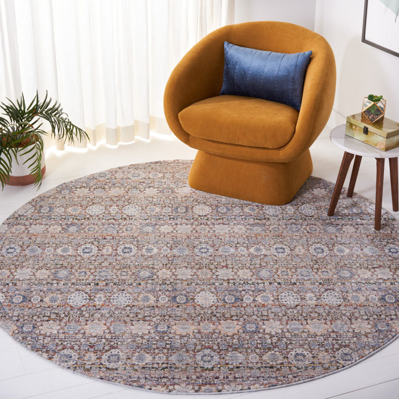 Tapis ivoire / bleu Princeton 963, Rond 6 pi 7 po