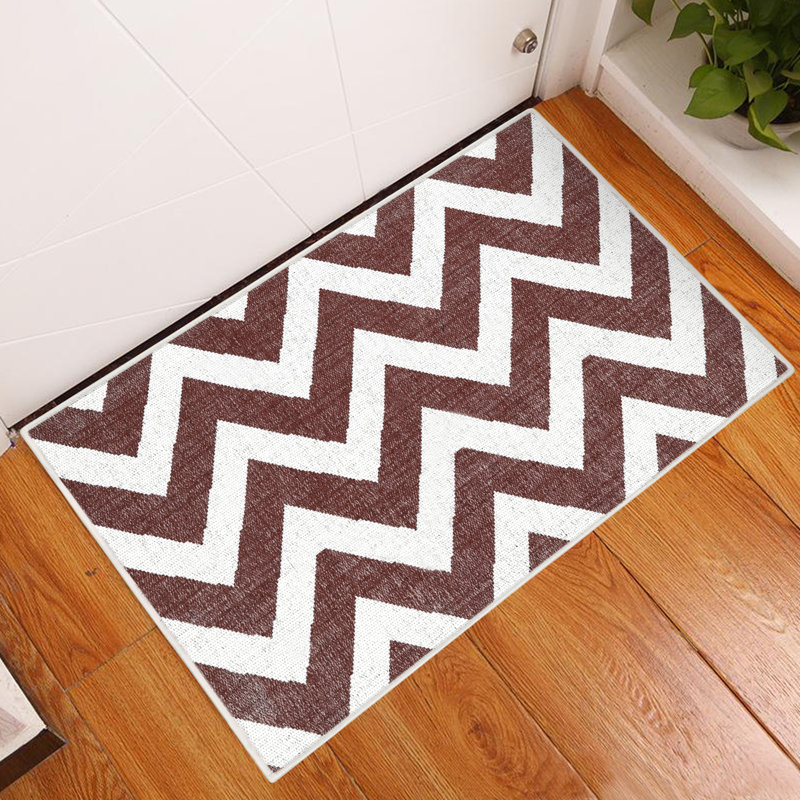 Non-Slip Chevron Indoor Doormat, Maroon