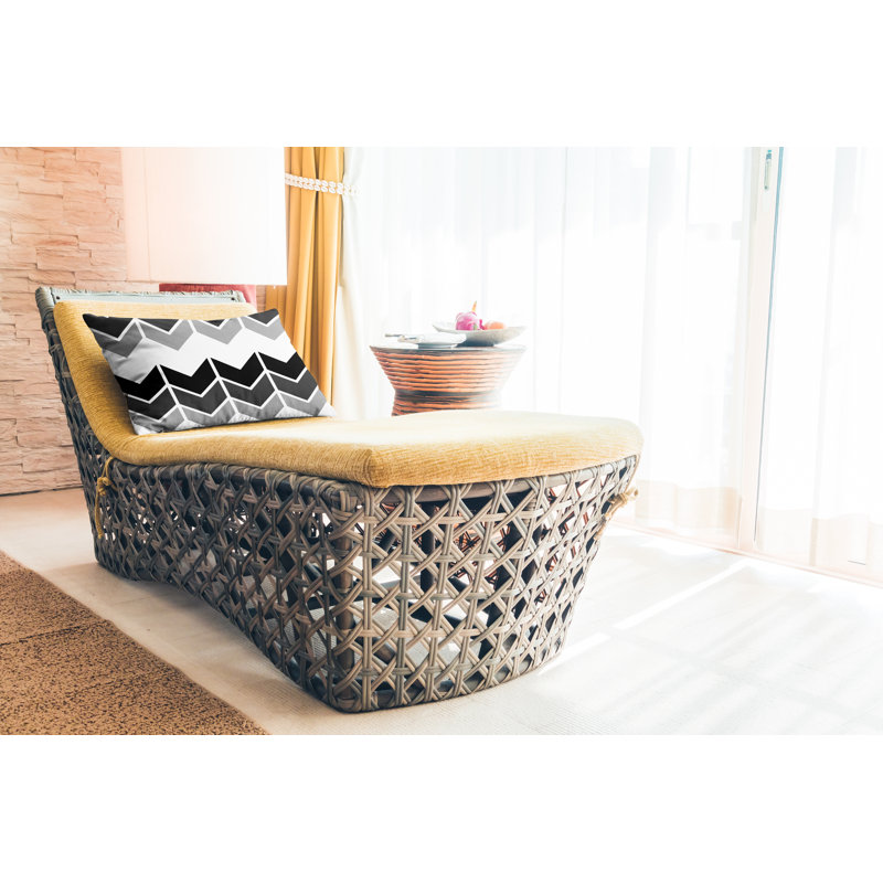 Housse et insert de coussin rectangulaire intérieur / extérieur en polyester Chevy, Noir