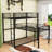 L-Shaped Triple Twin Over Twin Over Twin Metal Bunk Bed With Integrated Ladder