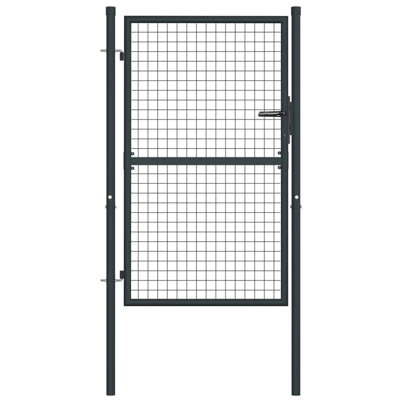 Mesh Garden Gate Galvanised Steel 100x125 cm Grey, 39.4" x 49.2"