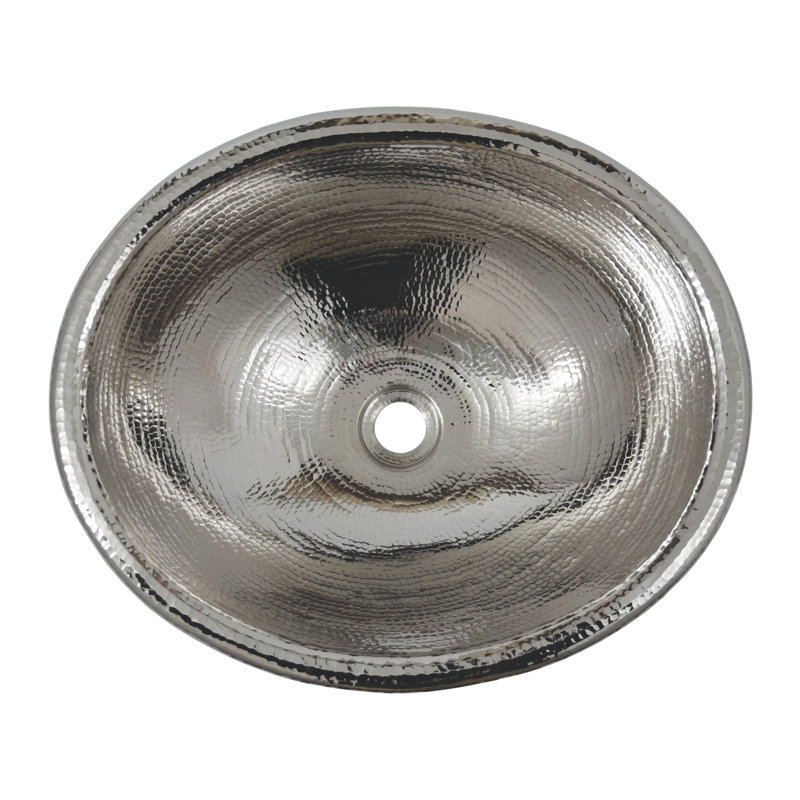 Rolled Copper Oval Drop-In Bathroom Sink, Polished Nickel
