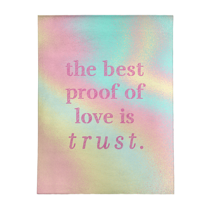 Tapis en chenille poly citation Love & Trust Quotes, Rectangle 5 pi x 7 pi